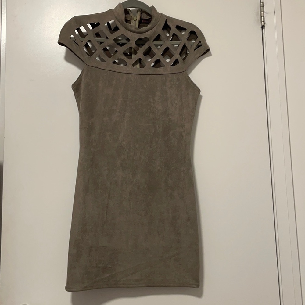 Mini dress with cutout neck